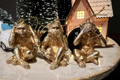 Hangers gouden aap 'Horen - Zien - Zwijgen" 5.5 cm