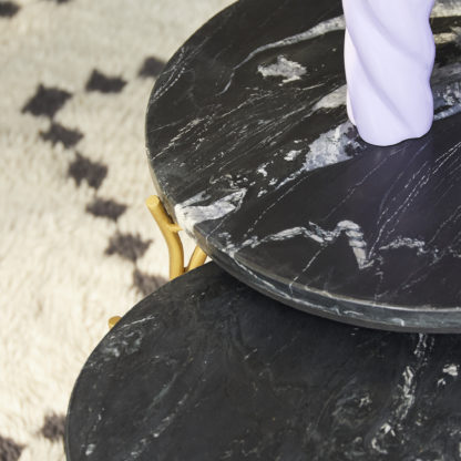 Sfeervolle Salontafel Caly Black marble | 45 cm | Set van 2 - Afbeelding 2