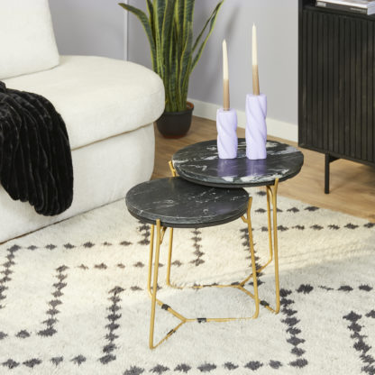 Sfeervolle Salontafel Caly Black marble | 45 cm | Set van 2