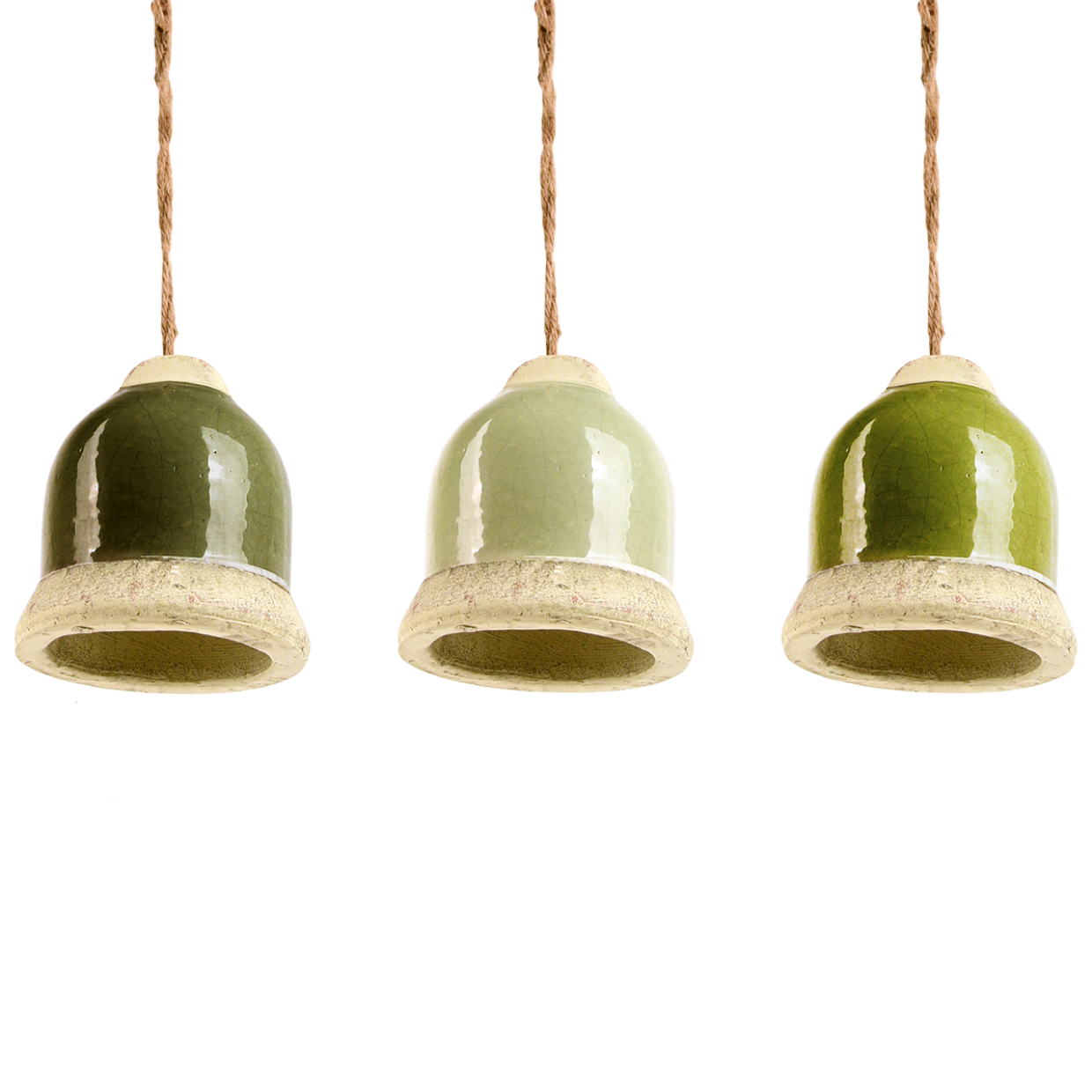 Groentinten voederklok L 10 x D 10 x H 10,8 cm Klei,hennep touw, ijzer - Afbeelding 3