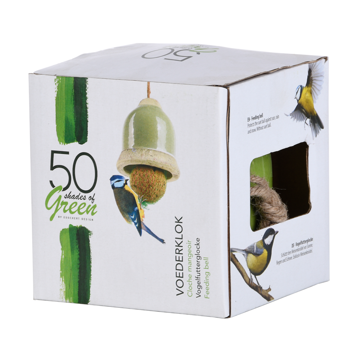 Groentinten voederklok L 10 x D 10 x H 10,8 cm Klei,hennep touw, ijzer - Afbeelding 2